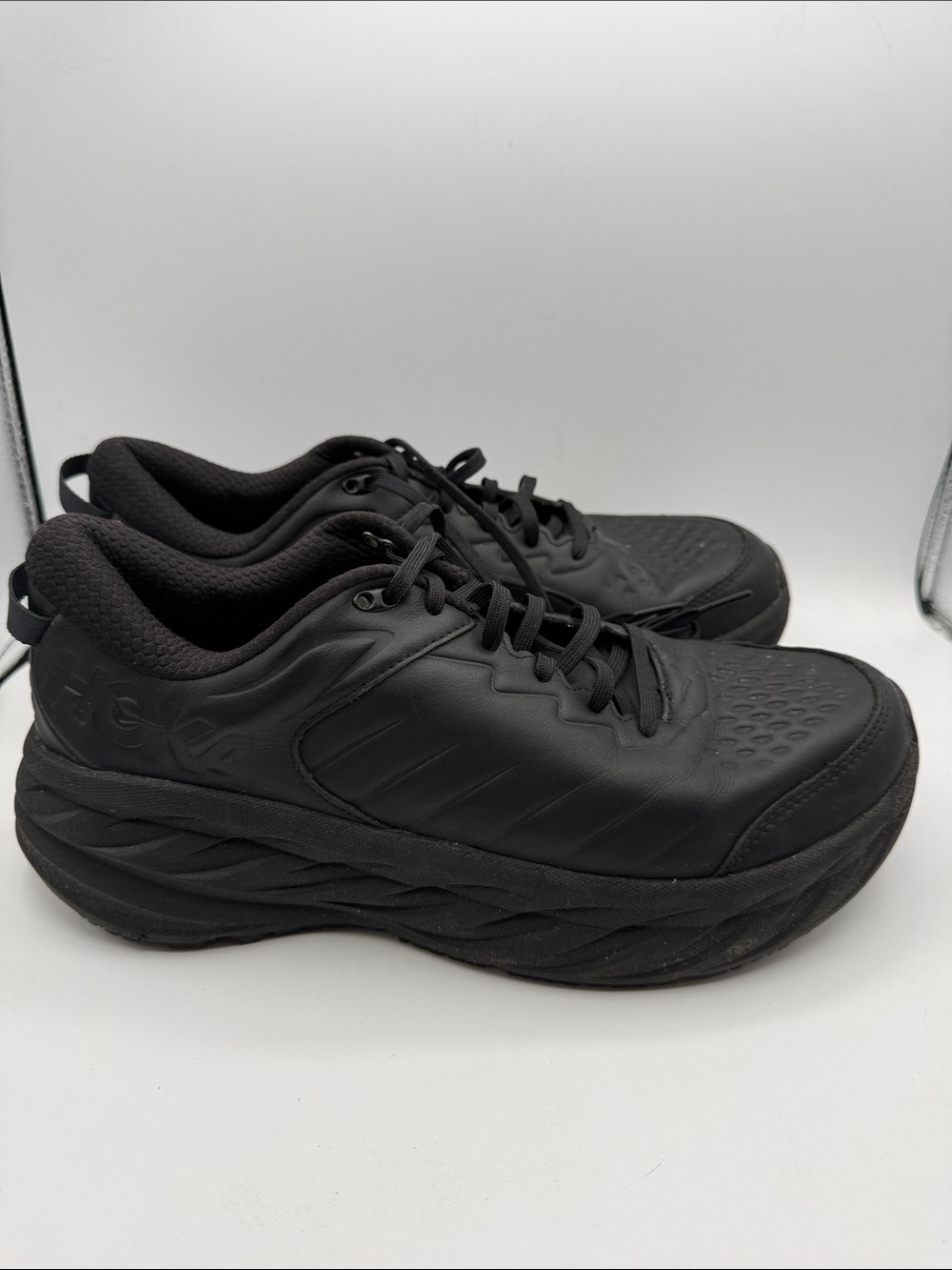 HOKA BONDI 9 SR work shoe men’s 12 All-Black Athletic Sneakers S14